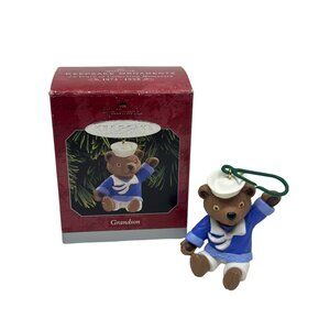 Vintage 1998 Hallmark Keepsake 2.5" Grandson Bear Sailor Suit Christmas Ornament